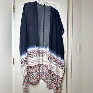 Lane Bryant One Size Navy Ombré Boho Sheer Kimono Duster